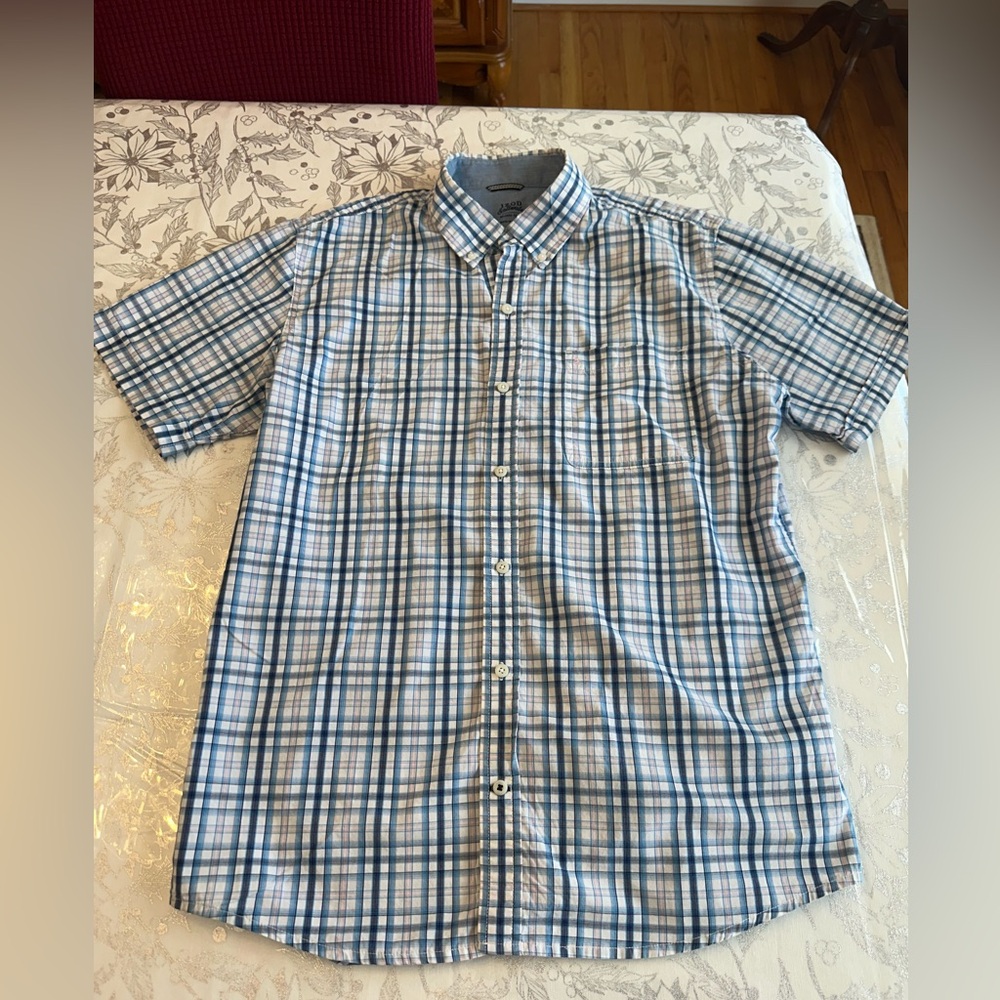 Izod saltwater relaxed classics button down the front plaid men’s shirt size L - Picture 3 of 13